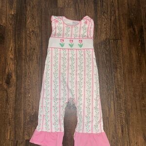 Pink Floral Kids Jumpsuit